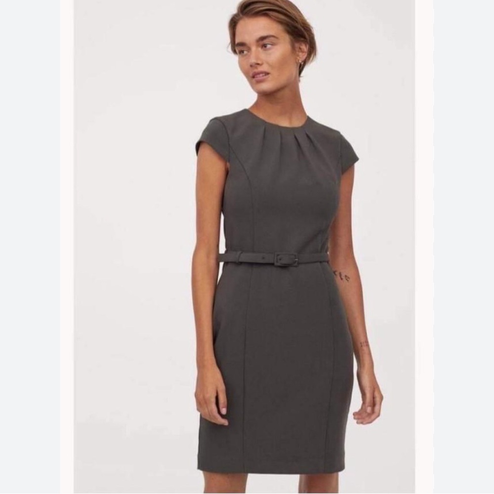 H&M Green A Line Career Dress Business Casual